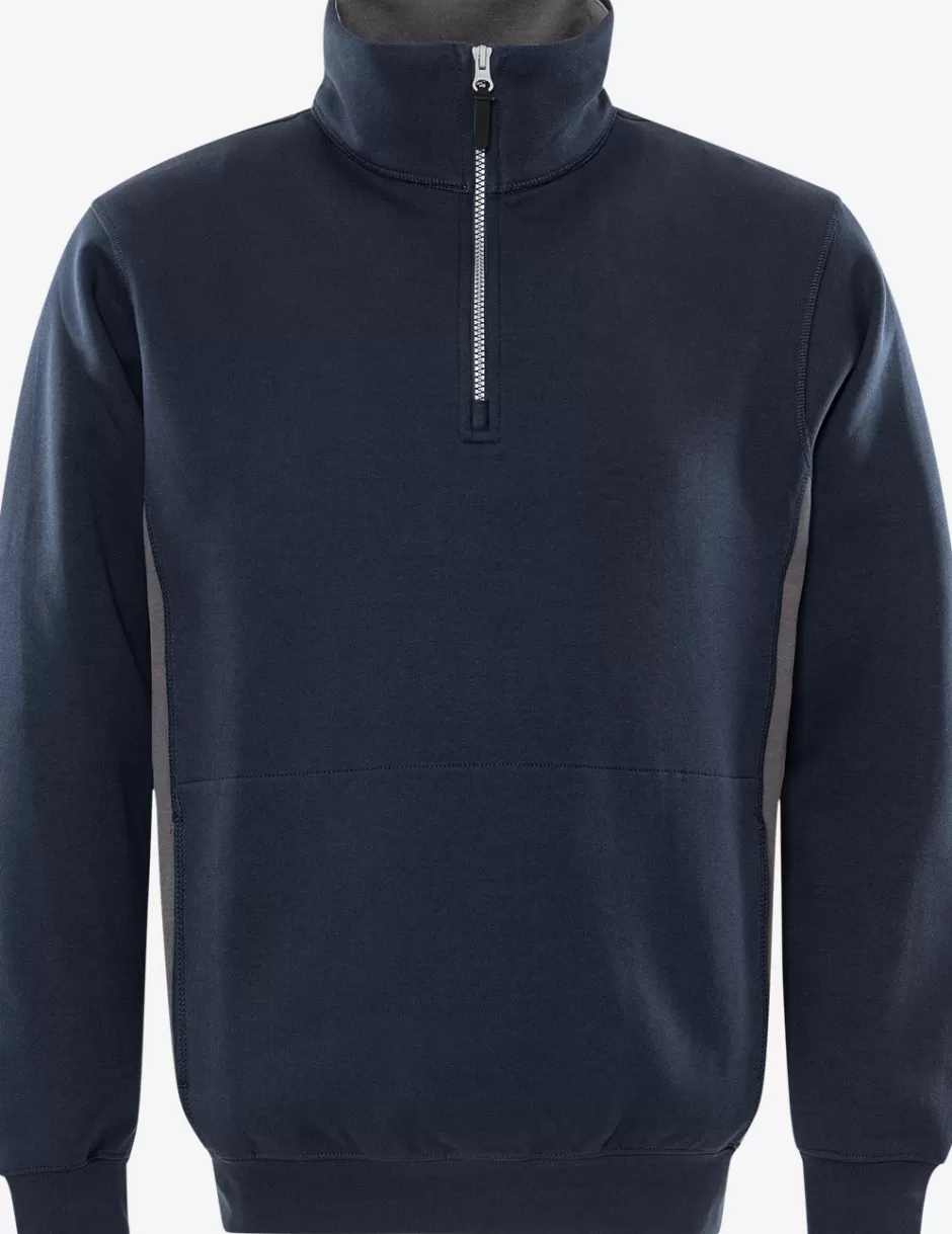 Sale Fristads Acode Sweatshirt Med Lynlås Marine/Grå - 586