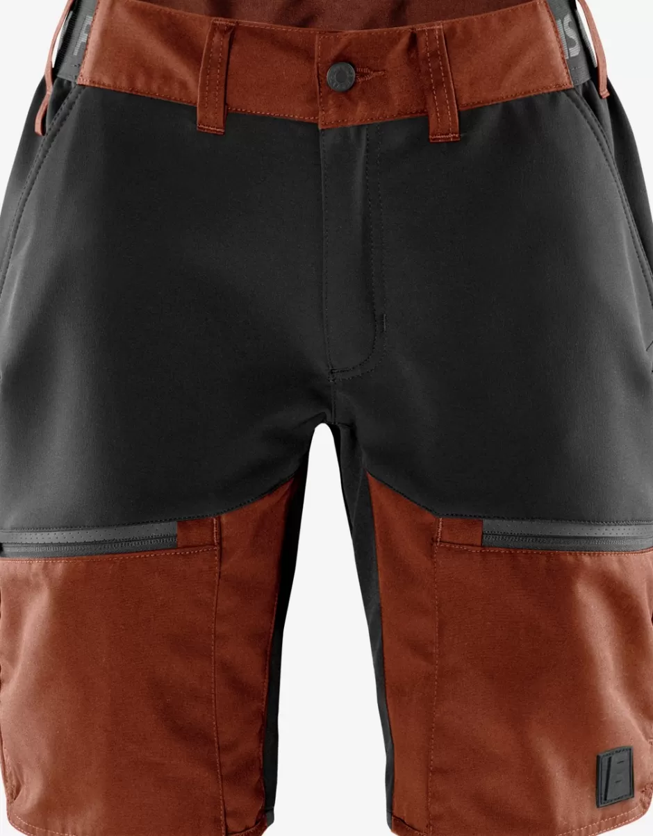 Sale Fristads Carbon Semistretch Outdoor Shorts, Dame Rustrød/Sort - 399