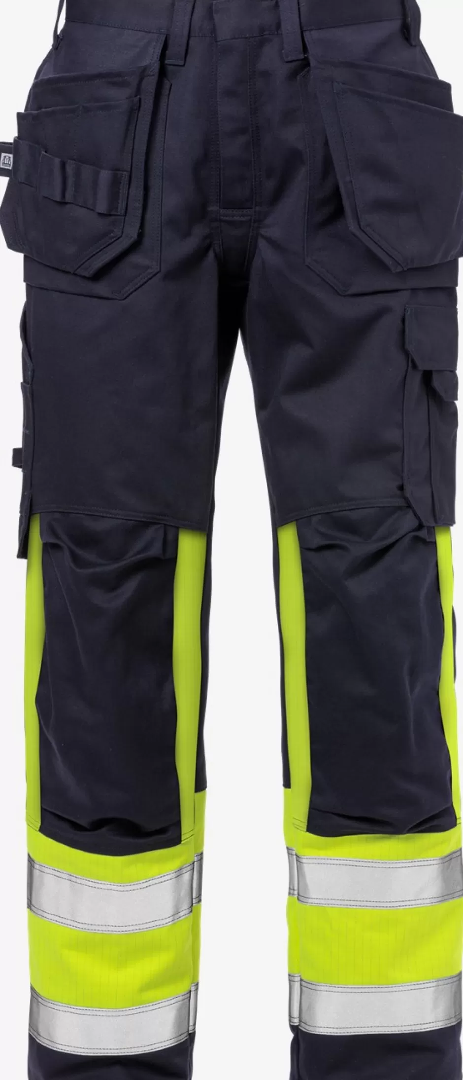 Sale Fristads Flame Hi Vis Håndværker Bukser Kl.1 2586 FLAM Hi-Vis gul/Marine - 171