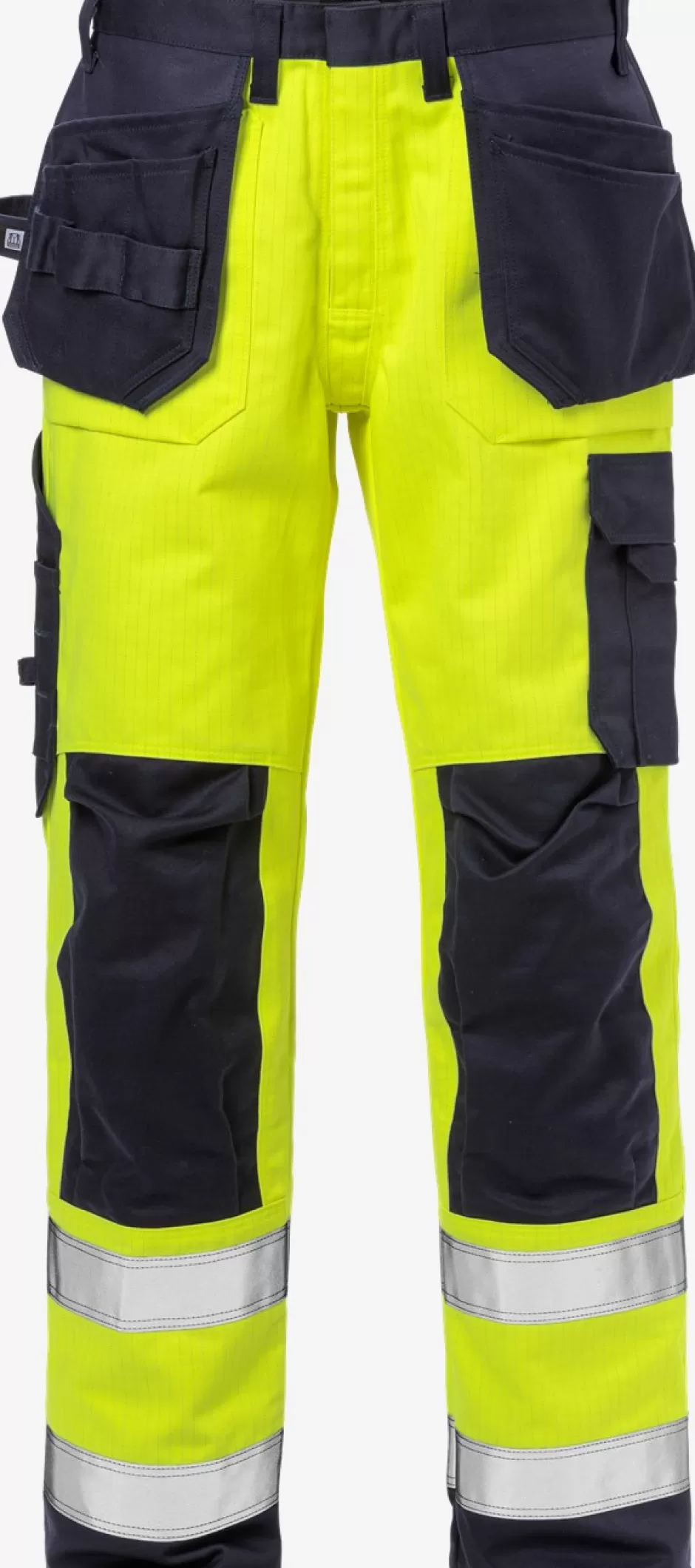 Sale Fristads Flame Hi Vis Håndværker Bukser Kl.2 2584 FLAM Hi-Vis gul/Marine - 171