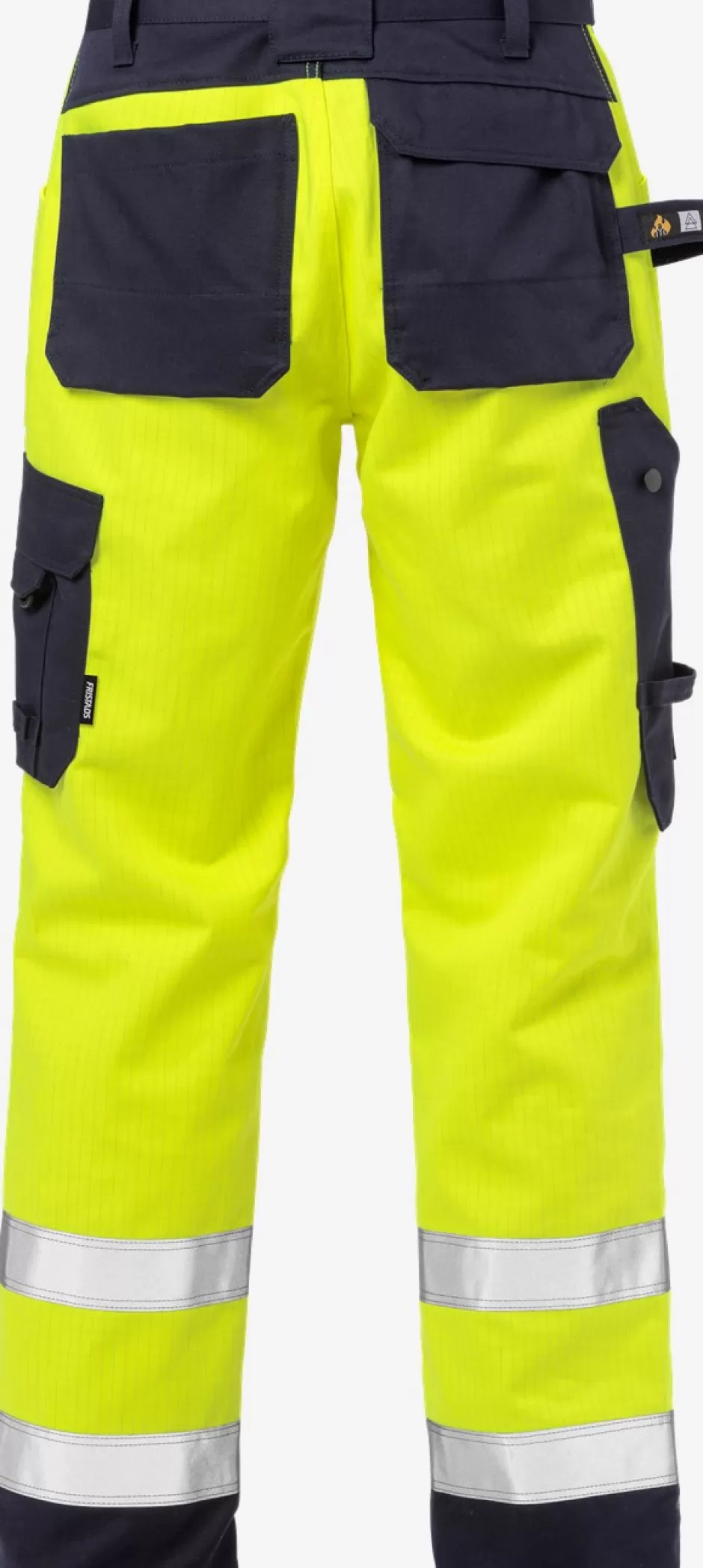 Sale Fristads Flame Hi Vis Håndværker Bukser Kl.2 2584 FLAM Hi-Vis gul/Marine - 171