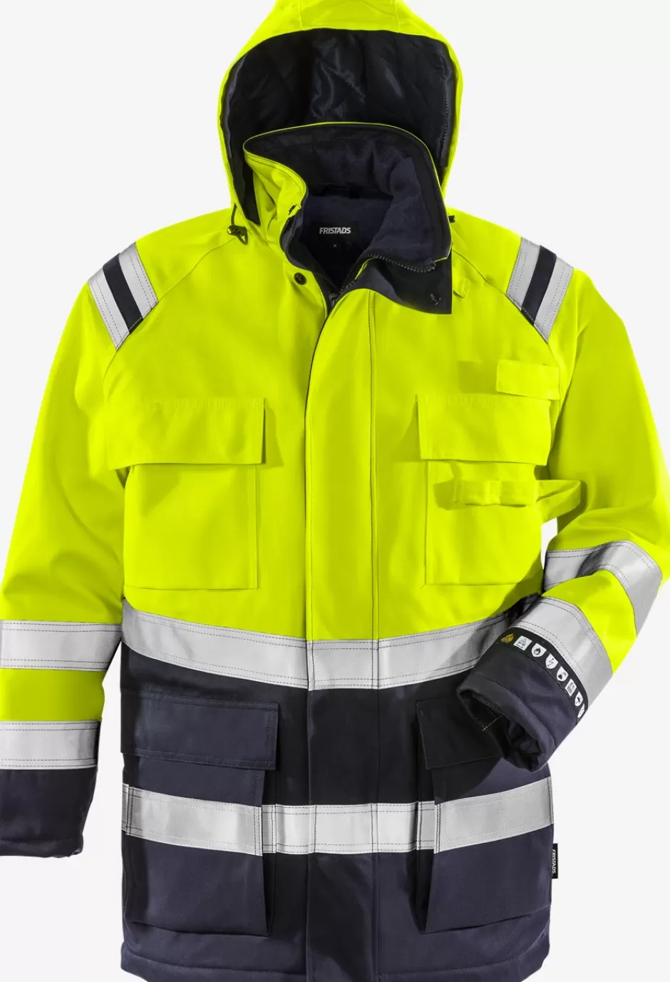 Best Sale Fristads Flamestat Hi Vis Airtech® Parka Jakke Kl.3 4086 ATHR Hi-Vis gul/Marine - 171