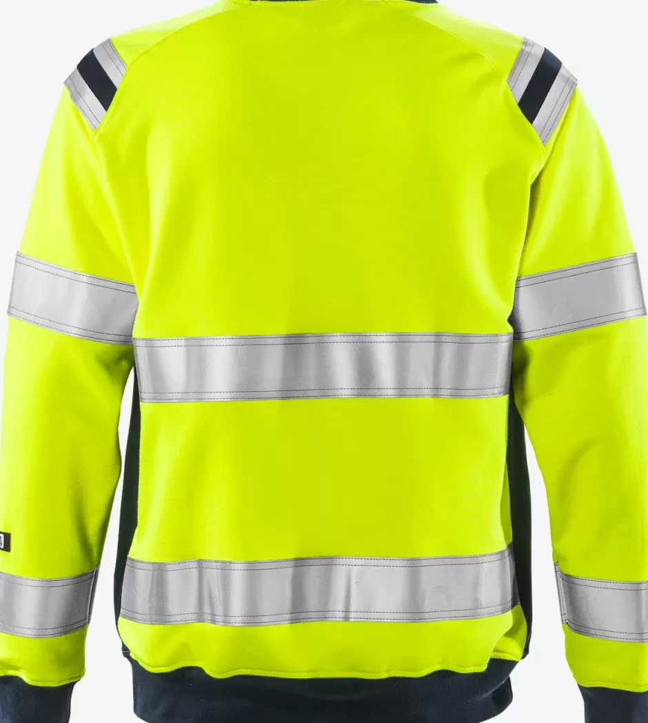 Shop Fristads Flamestat Hi Vis Sweatshirt Kl.3 7076 SFLH Hi-Vis gul/Marine - 171