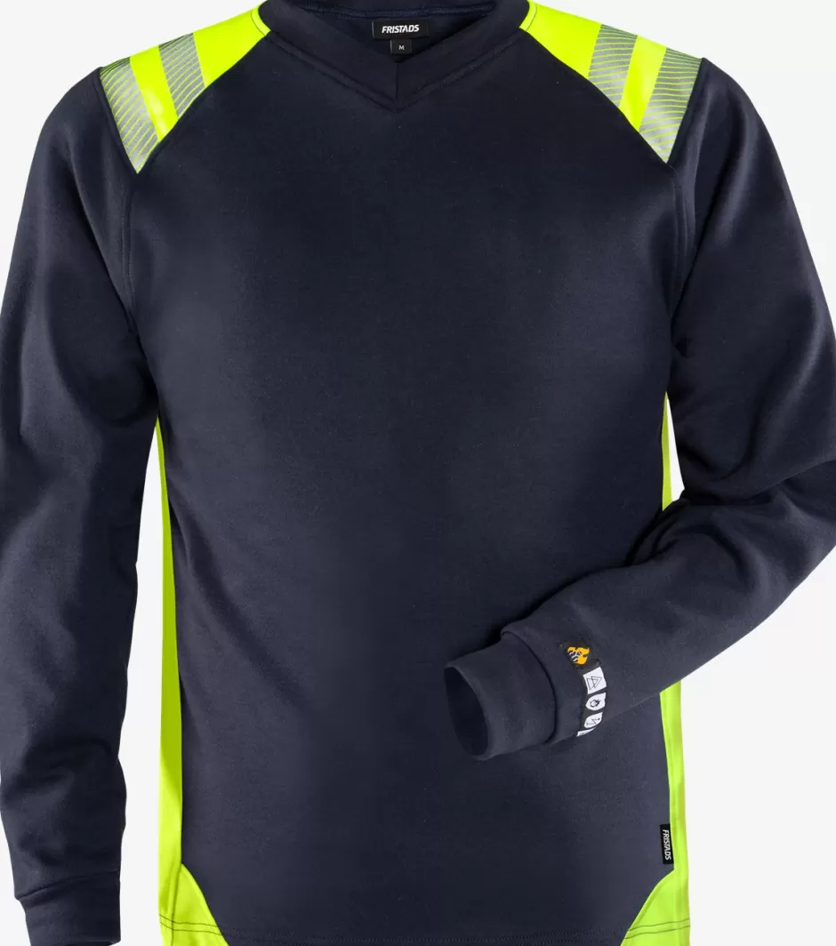 Fashion Fristads Flamestat Langærmet T-shirt 7360 TFL Marine/Hi-Vis gul - 556