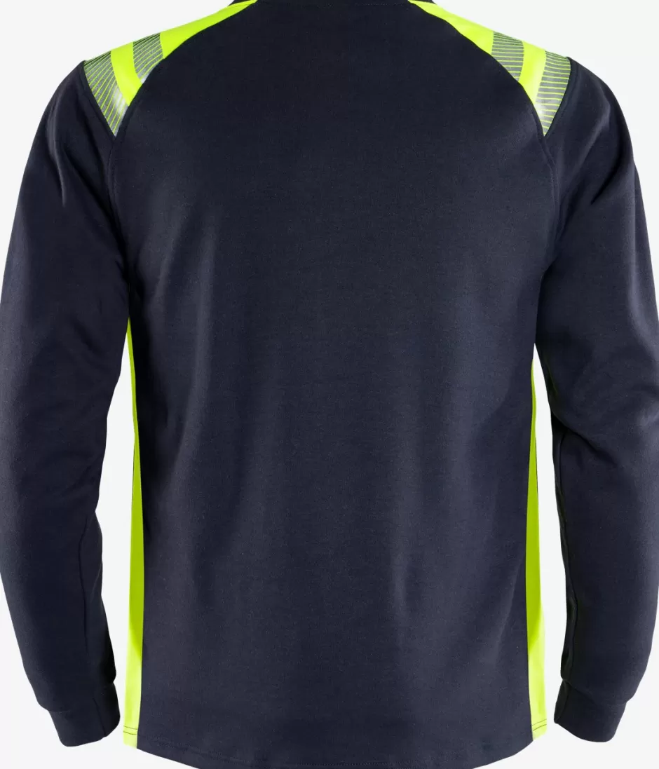 Fashion Fristads Flamestat Langærmet T-shirt 7360 TFL Marine/Hi-Vis gul - 556