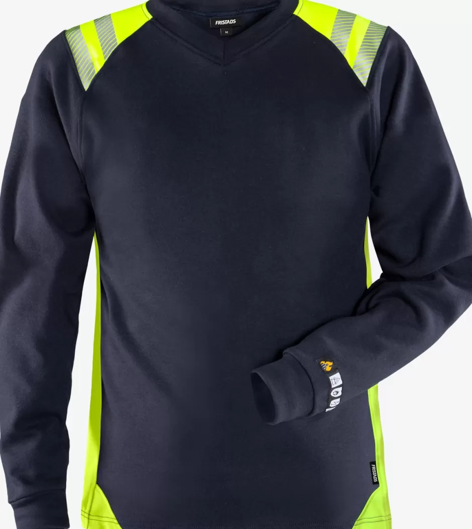 Store Fristads Flamestat Langærmet T-shirt Dame 7358 TFL Marine/Hi-Vis gul - 556