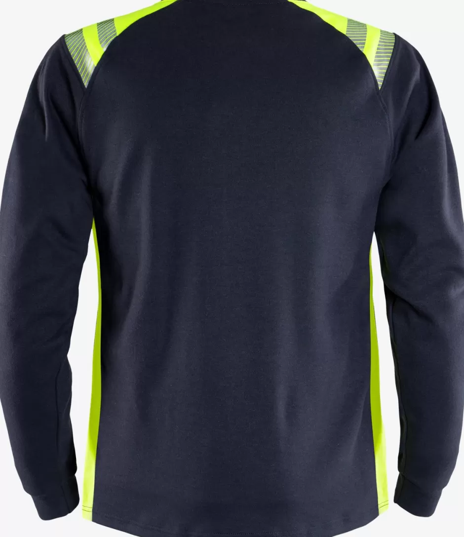 Store Fristads Flamestat Langærmet T-shirt Dame 7358 TFL Marine/Hi-Vis gul - 556