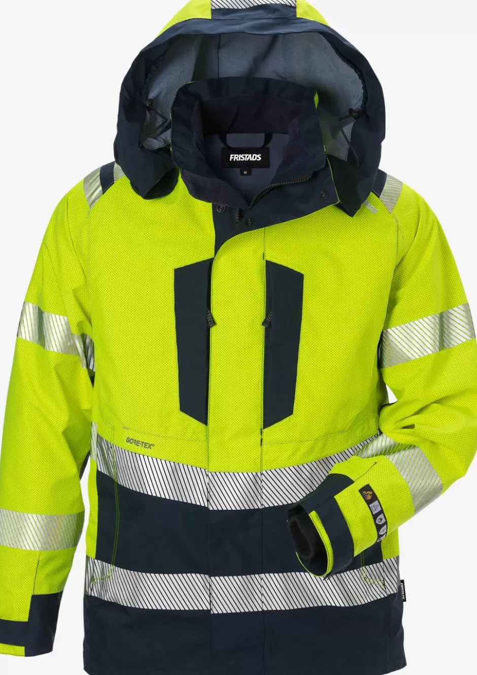 Store Fristads Flamstat HiVis GORE-TEX PYRAD® Skaljakke Kl.3 4095 GXE Hi-Vis gul/Marine - 171