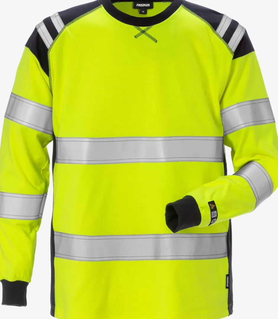 Hot Fristads Flamstat Langærmet T-shirt Kl.3 7077 TFLH Hi-Vis gul/Marine - 171