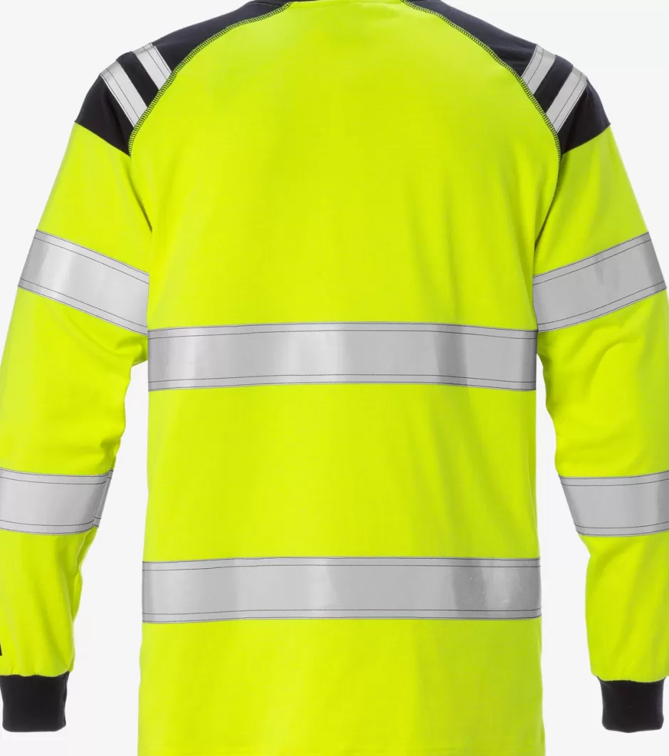 Hot Fristads Flamstat Langærmet T-shirt Kl.3 7077 TFLH Hi-Vis gul/Marine - 171