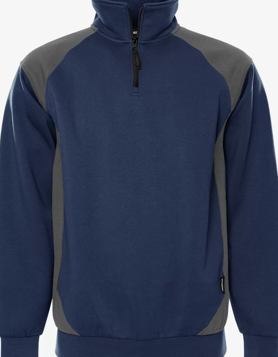 Fashion Fristads Half Zip Sweatshirt 7048 GSM Marine/Grå - 586