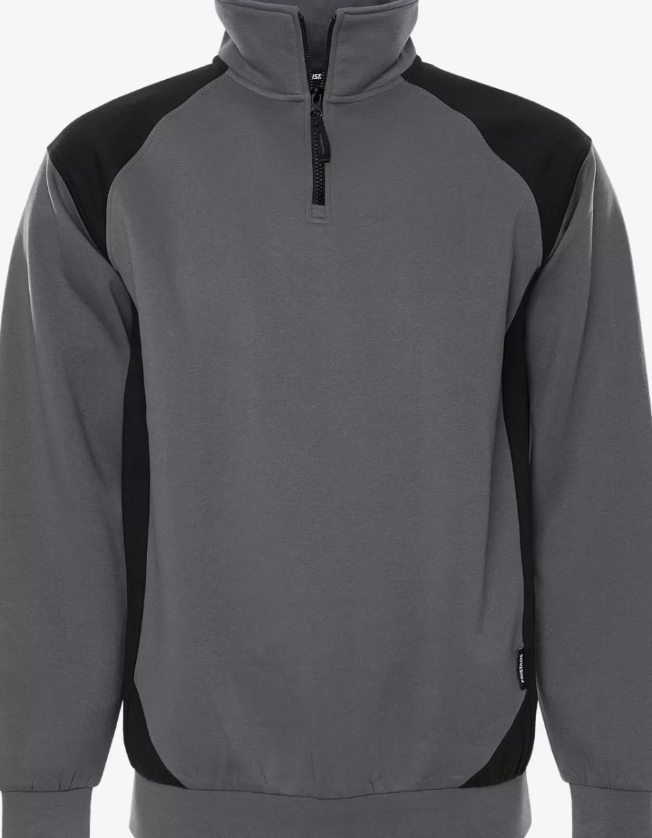 Best Sale Fristads Half Zip Sweatshirt 7048 GSM Grå/Sort - 896