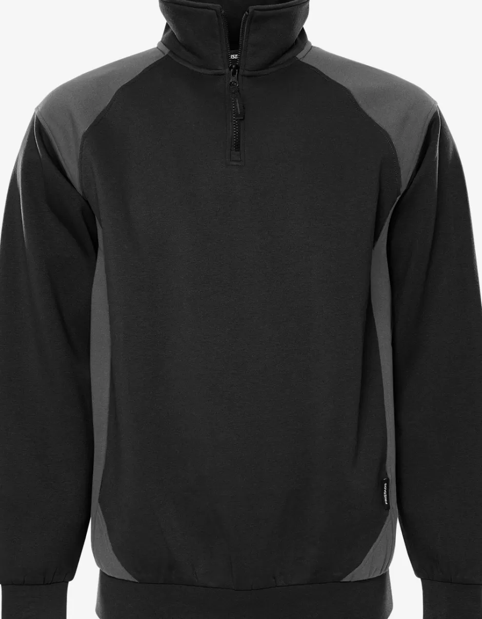 Fashion Fristads Half Zip Sweatshirt 7048 GSM Sort/grå - 996