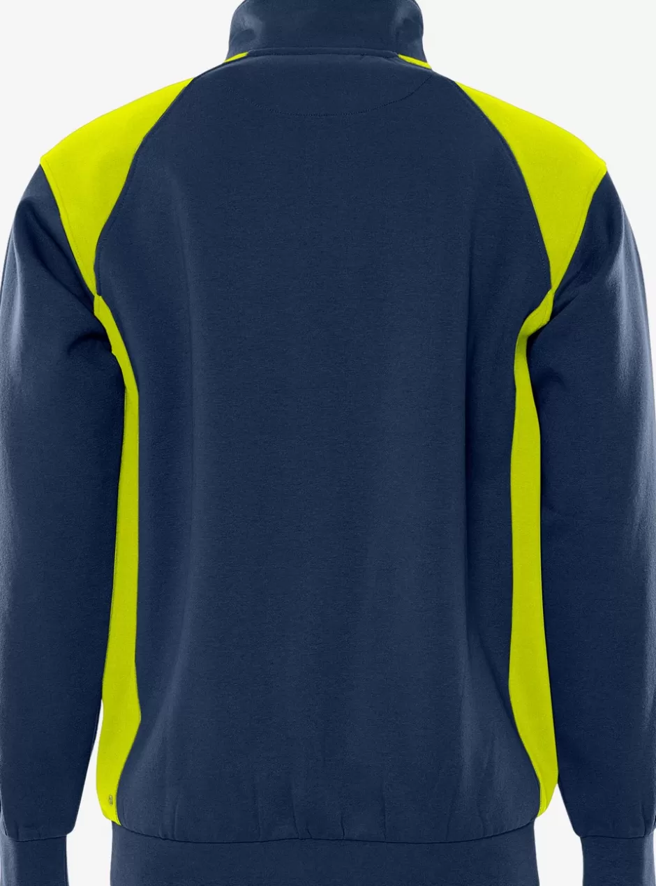 Hot Fristads Half Zip Sweatshirt 7048 GSM Marine/Hi-Vis gul - 556