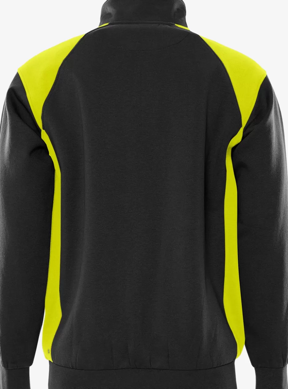 Shop Fristads Half Zip Sweatshirt 7048 GSM Sort/Hi-Vis gul - 982