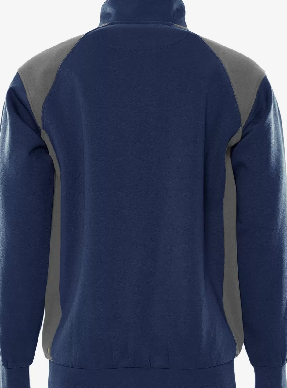 Fashion Fristads Half Zip Sweatshirt 7048 GSM Marine/Grå - 586