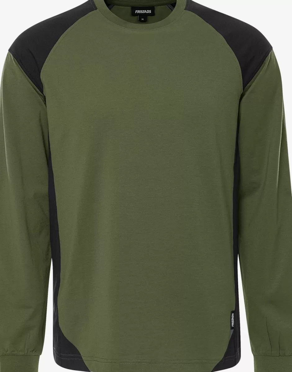 Outlet Fristads Heavy Langærmet T-shirt 7071 GTM Armygrøn/Sort - 796