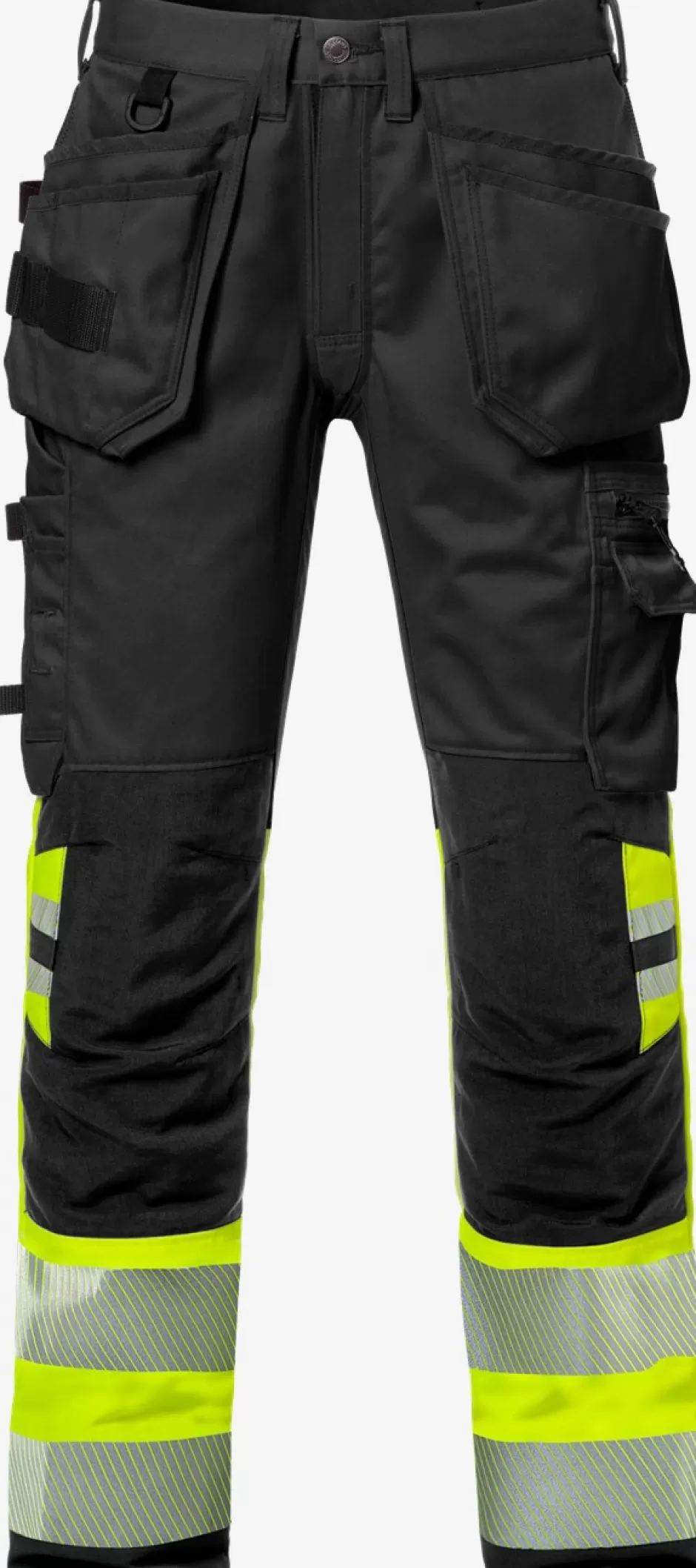 New Fristads Hi Vis Håndværker Stretch Bukser Kl.1 2706 Hi-Vis Gul/Sort - 196