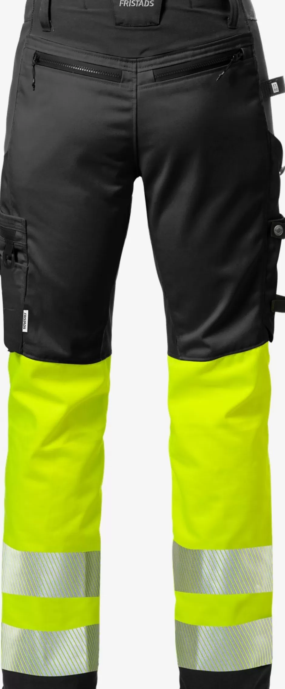 New Fristads Hi Vis Håndværker Stretch Bukser Kl.1 2706 Hi-Vis Gul/Sort - 196