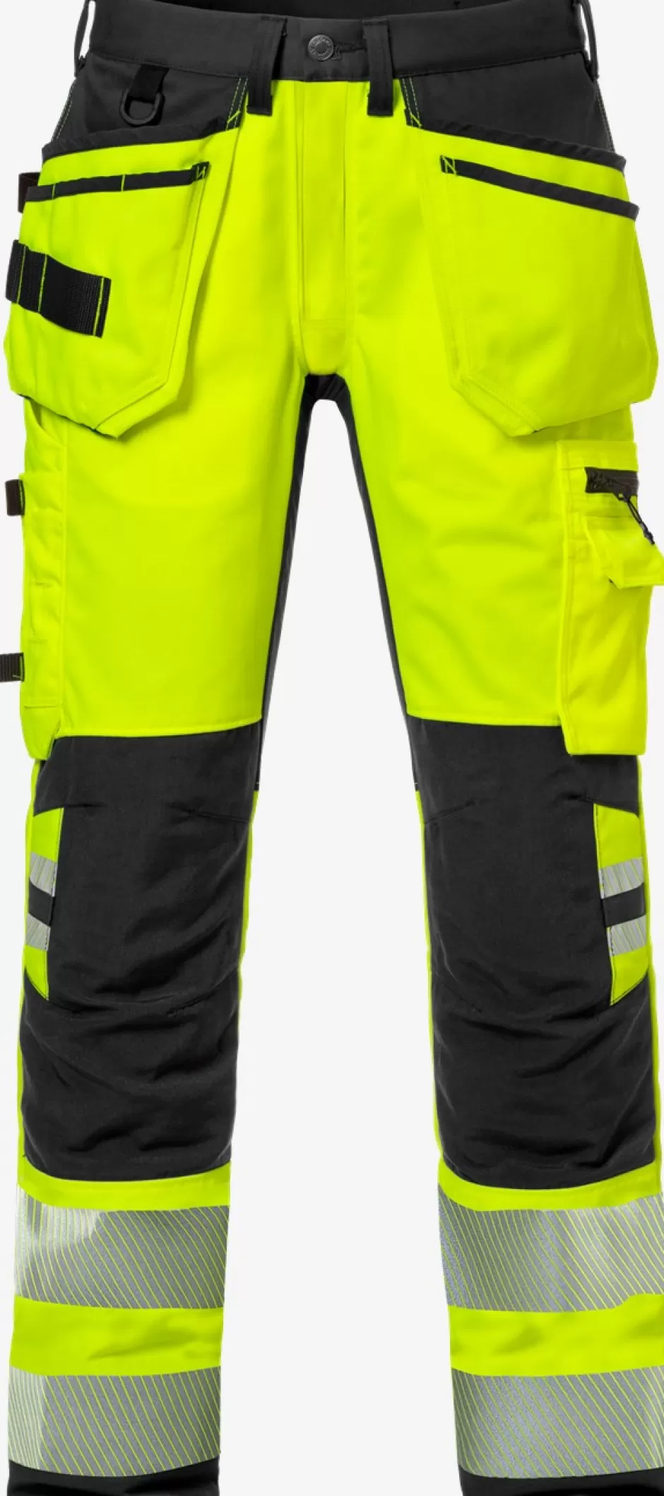 Hot Fristads Hi Vis Håndværker Stretch Bukser Kl.2 2707 Hi-Vis Gul/Sort - 196