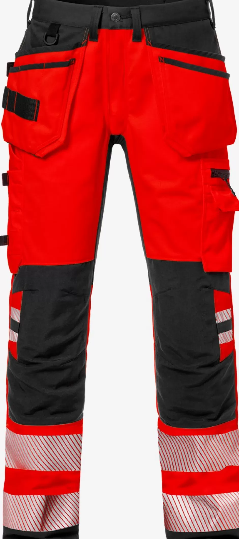 Hot Fristads Hi Vis Håndværker Stretch Bukser Kl.2 2707 Rød/sort - 396