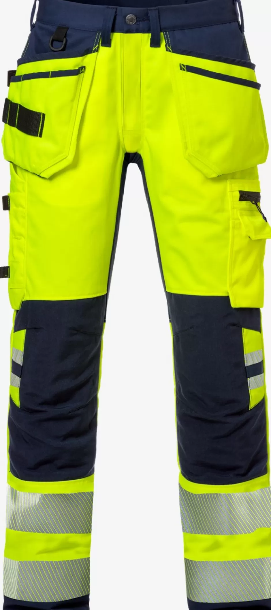 Sale Fristads Hi Vis Håndværker Stretch Bukser Kl.2 2707 Hi-Vis gul/Marine - 171