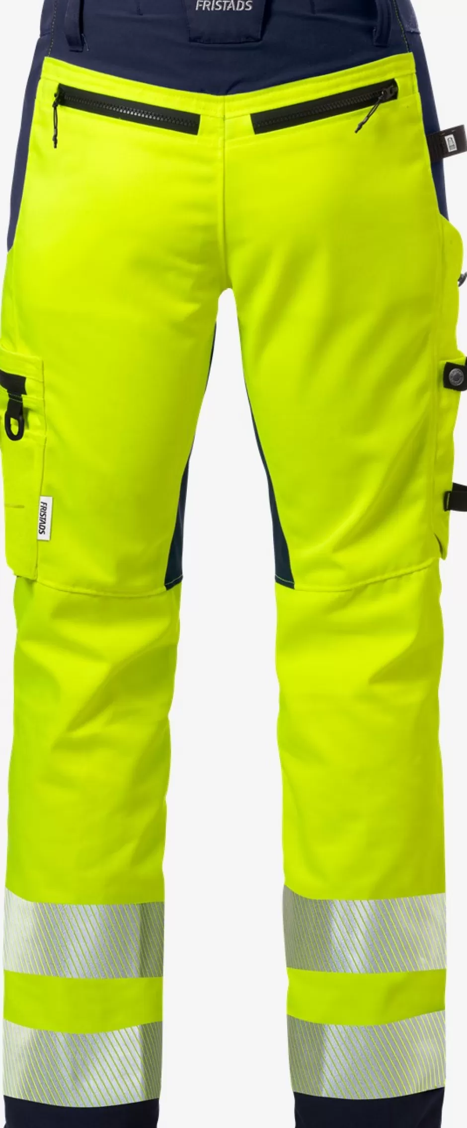 Sale Fristads Hi Vis Håndværker Stretch Bukser Kl.2 2707 Hi-Vis gul/Marine - 171