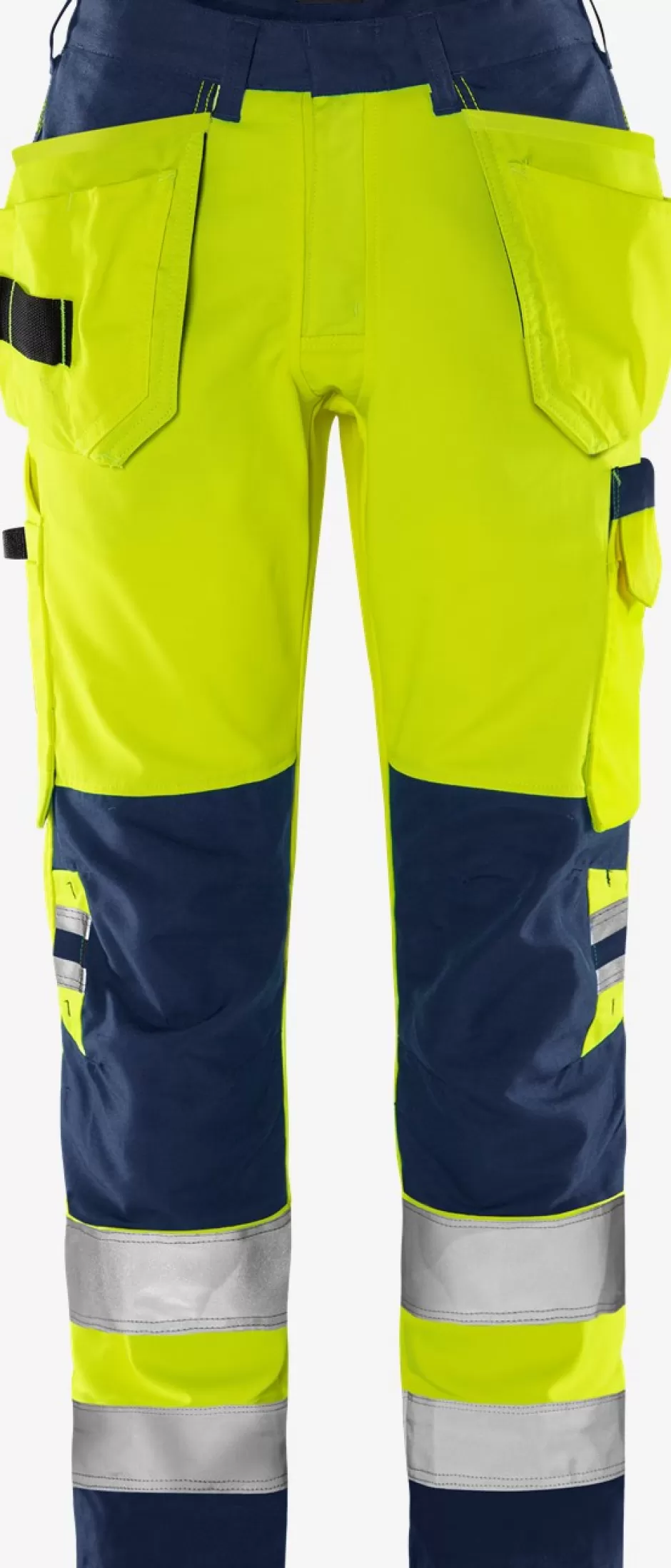 New Fristads Hi Vis Håndværkerbukser Dame Klasse 2 2671 GPLU Hi-Vis gul/Marine - 171