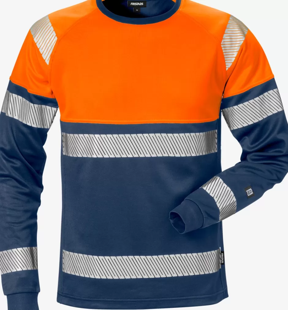 New Fristads Hi Vis Langærmet T-shirt Kl.1 7519 Hi-Vis Orange/Marine - 271