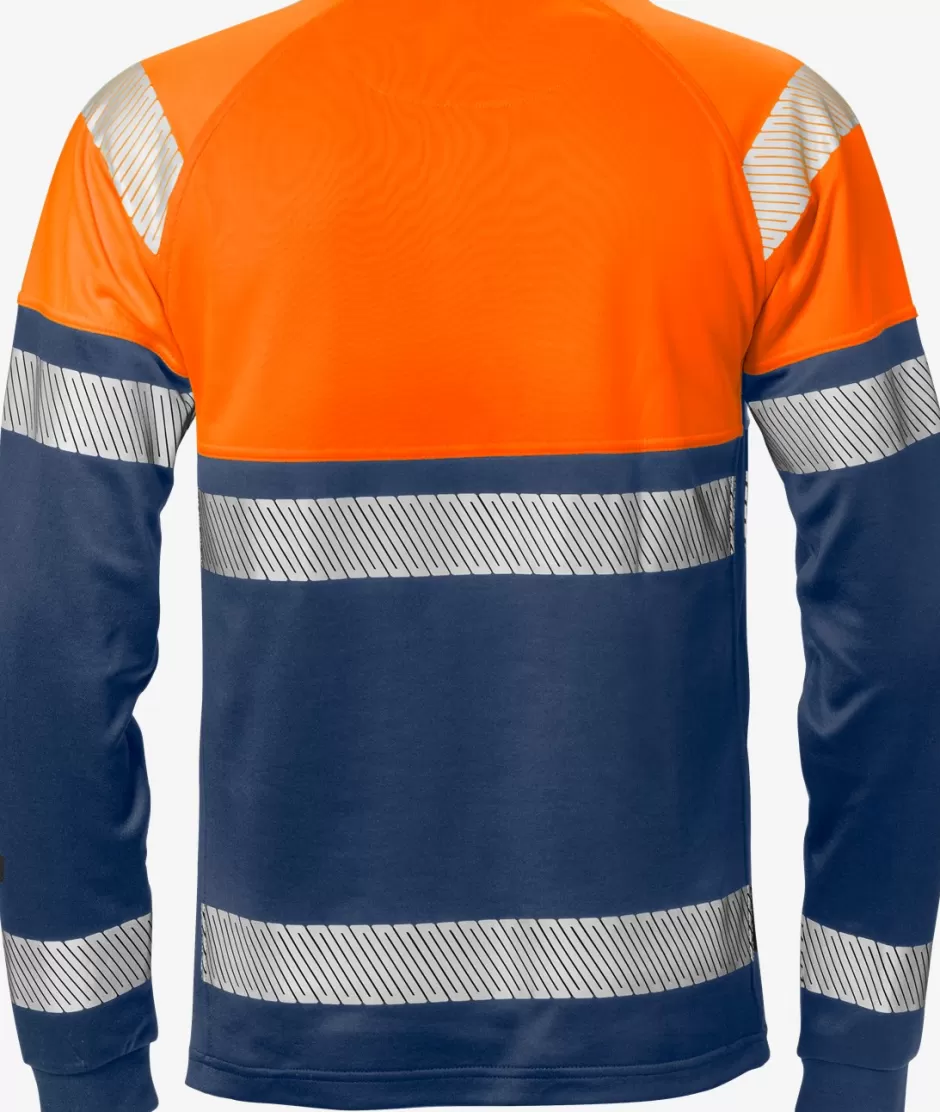 New Fristads Hi Vis Langærmet T-shirt Kl.1 7519 Hi-Vis Orange/Marine - 271