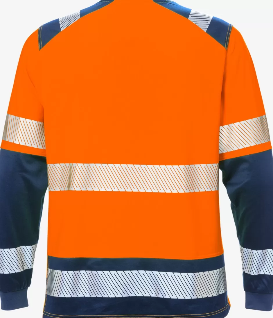 Best Fristads Hi Vis Langærmet T-shirt Kl.2 7457 Hi-Vis Orange/Marine - 271