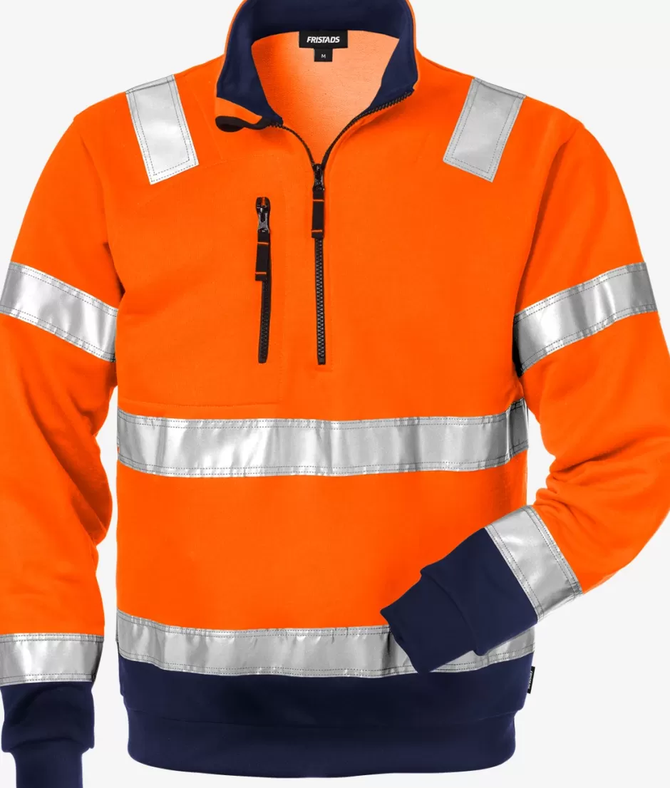 Fashion Fristads Hi Vis Lynlås Sweatshirt Kl.3 728 Hi-Vis Orange/Marine - 271