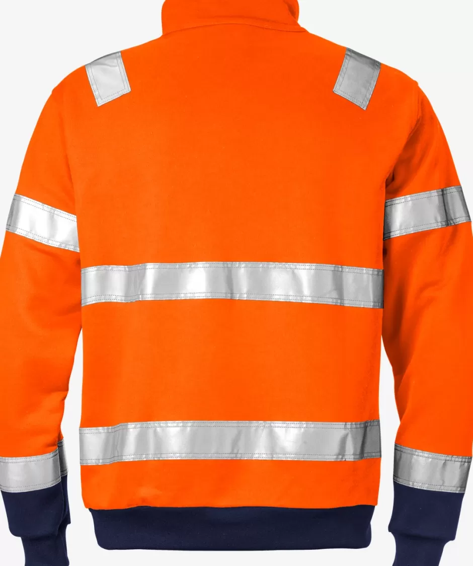 Fashion Fristads Hi Vis Lynlås Sweatshirt Kl.3 728 Hi-Vis Orange/Marine - 271