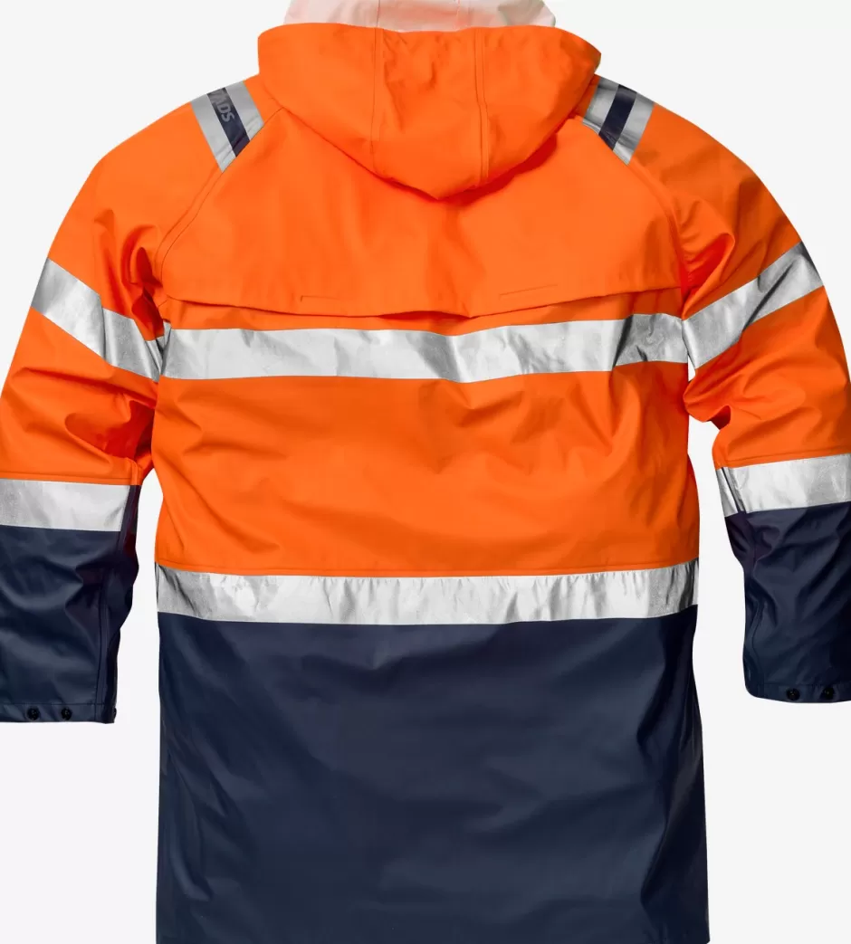 New Fristads Hi Vis Regnfrakke Kl.3 4634 Hi-Vis Orange/Marine - 271