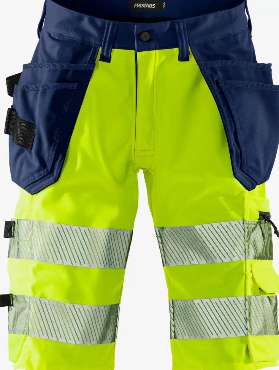 Outlet Fristads Hi Vis Stretch Shorts Kl. 1 2509 PLU Hi-Vis gul/Marine - 171