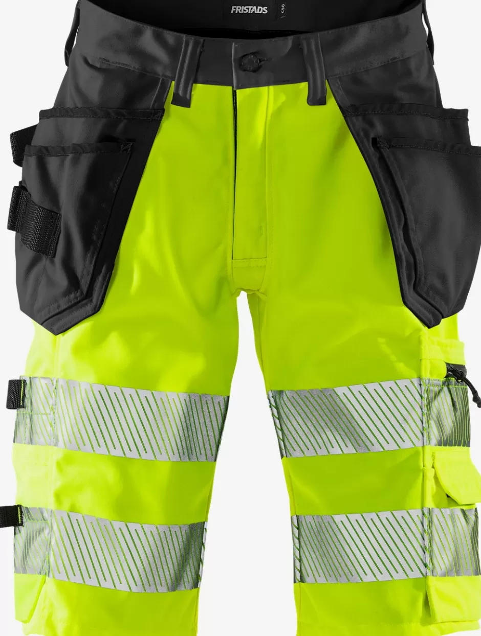 Outlet Fristads Hi Vis Stretch Shorts Kl. 1 2509 PLU Hi-Vis Gul/Sort - 196