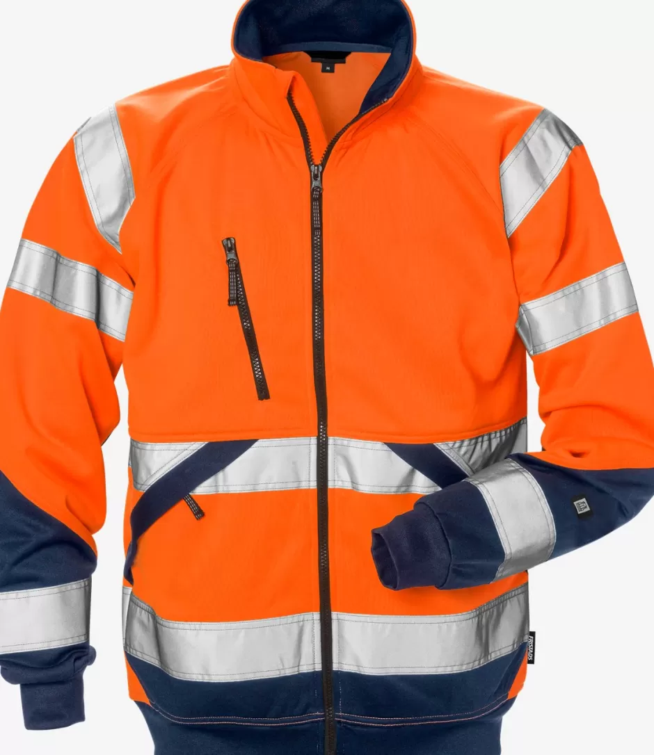 Discount Fristads Hi Vis Sweat Jakke Kl.3 7426 SHV Hi-Vis Orange/Marine - 271