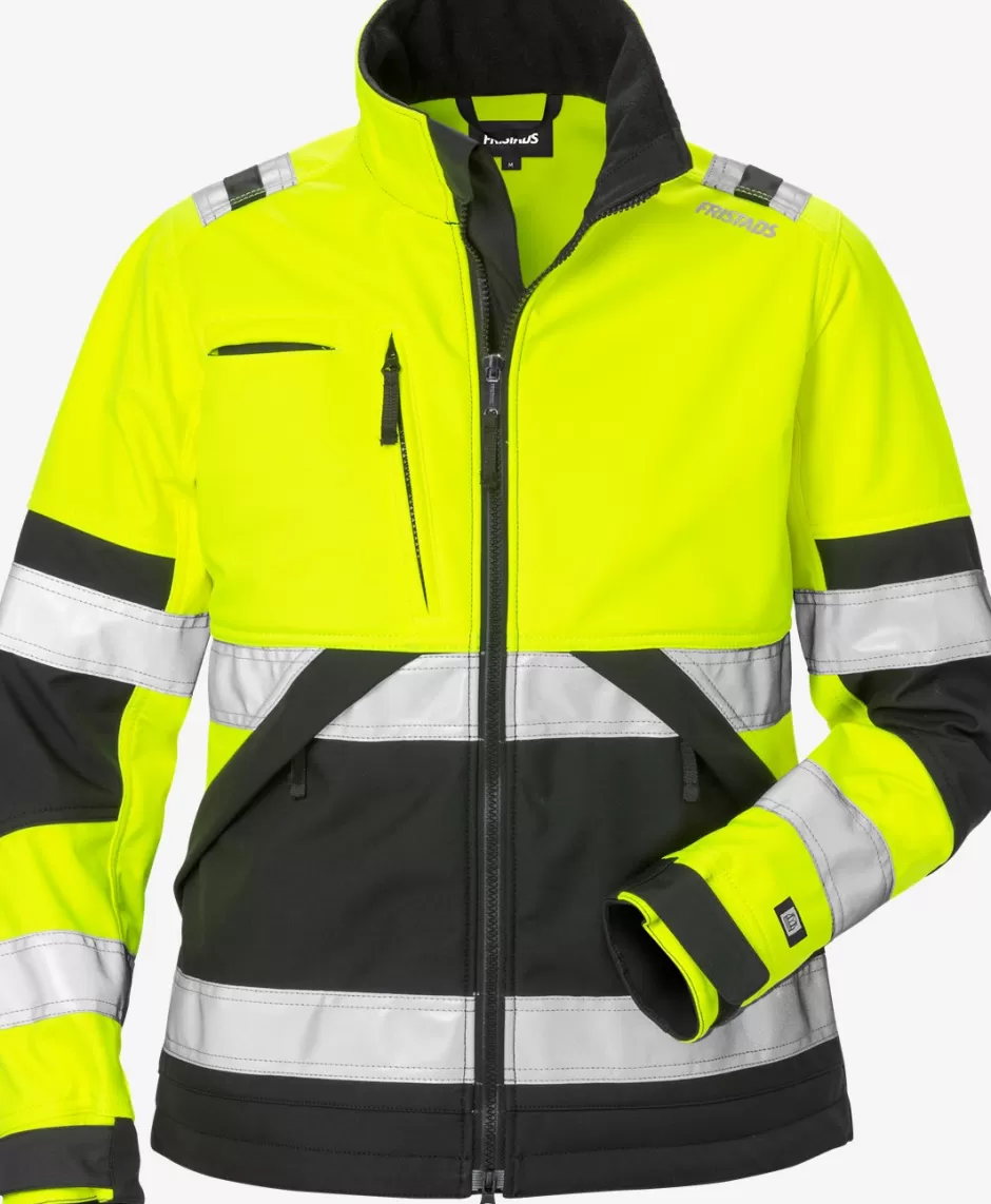 New Fristads HiVis Softshelljakke Dame Kl.2 4183 Hi-Vis Gul/Sort - 196