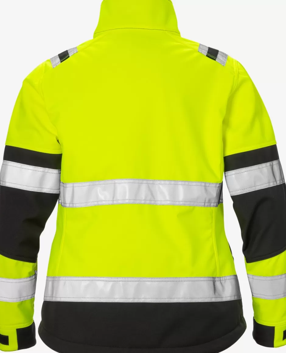 New Fristads HiVis Softshelljakke Dame Kl.2 4183 Hi-Vis Gul/Sort - 196