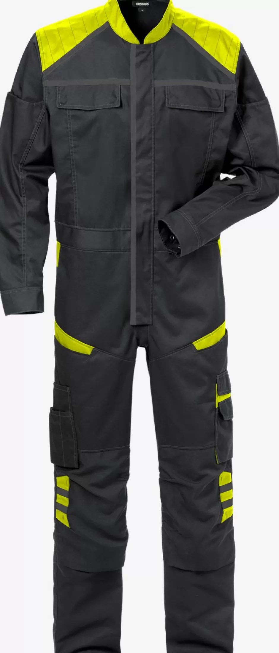 New Fristads Kedeldragt 8555 Sort/Hi-Vis gul - 982