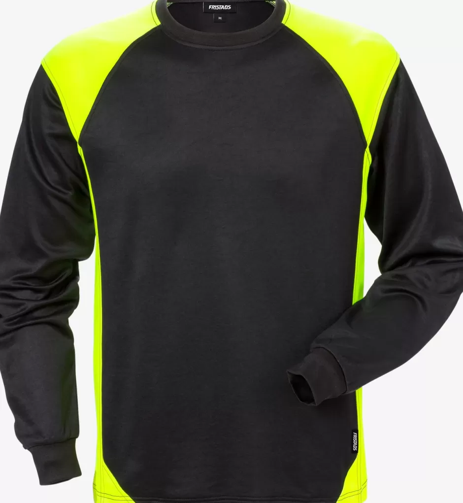 Store Fristads Langærmet T-shirt 7071 THV Sort/Hi-Vis gul - 982