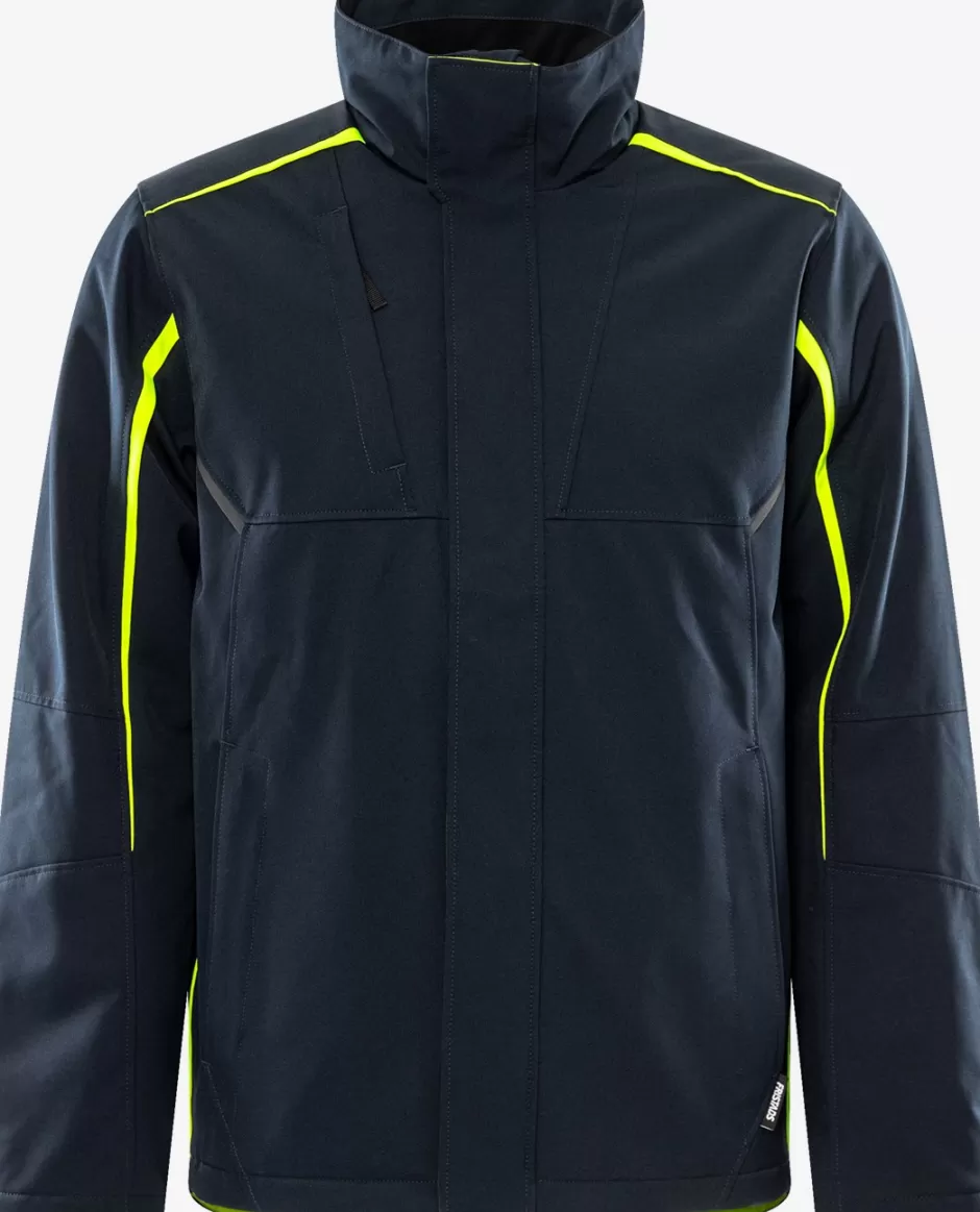 Shop Fristads Softshell Stretchvinterjakke 4931 GSW Mørk Marine/Hi-Vis gul - 557