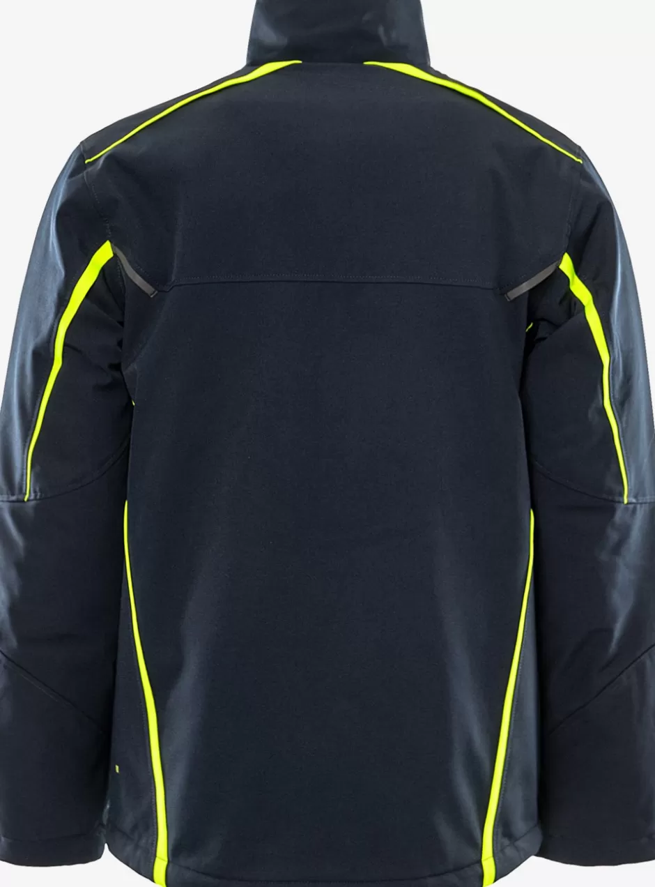 Shop Fristads Softshell Stretchvinterjakke 4931 GSW Mørk Marine/Hi-Vis gul - 557