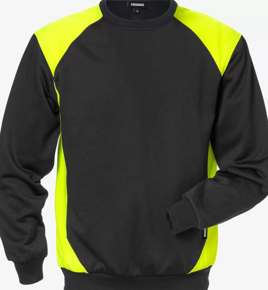 Store Fristads Sweatshirt 7148 SHV Sort/Hi-Vis gul - 982