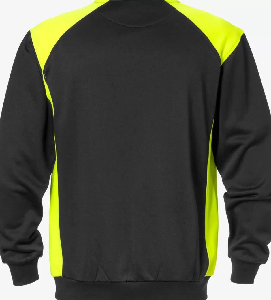 Store Fristads Sweatshirt 7148 SHV Sort/Hi-Vis gul - 982