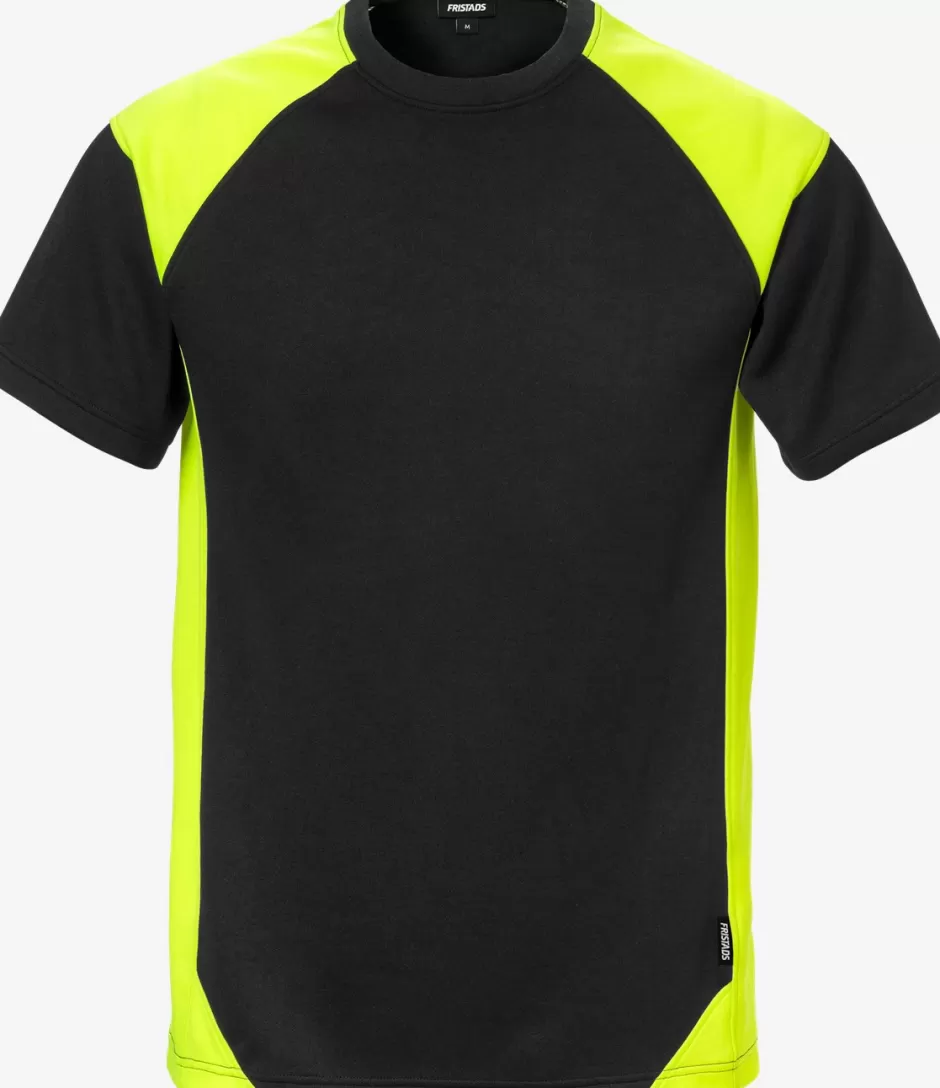 New Fristads T-shirt, Image 7046 Sort/Hi-Vis gul - 982