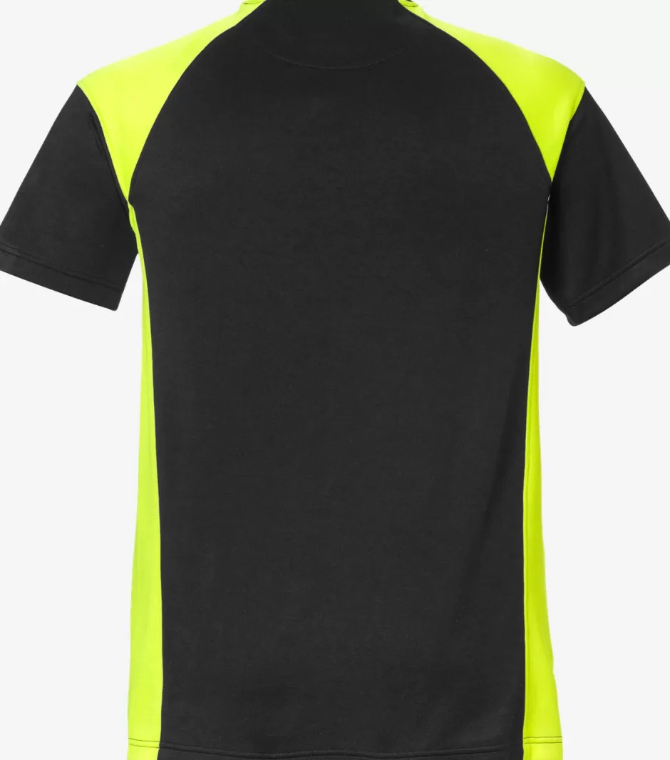 New Fristads T-shirt, Image 7046 Sort/Hi-Vis gul - 982